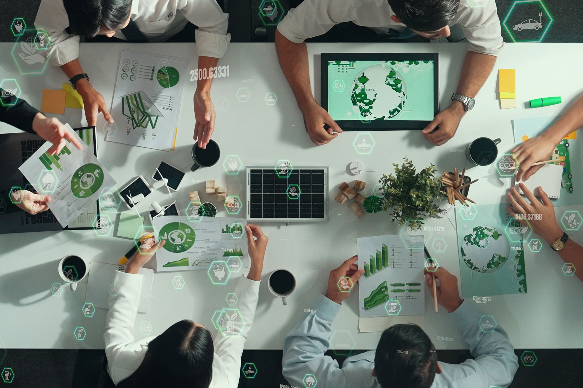 Leadership team meeting to discuss strategies for building supply chain sustainability