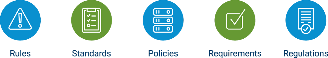 Graphic highlighting essential elements of regulatory compliance in procurement. 