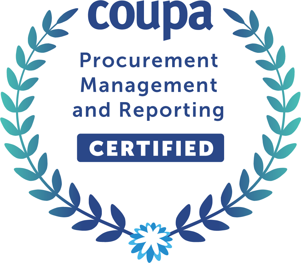Coupa Procurement Management and Reporting certification badge