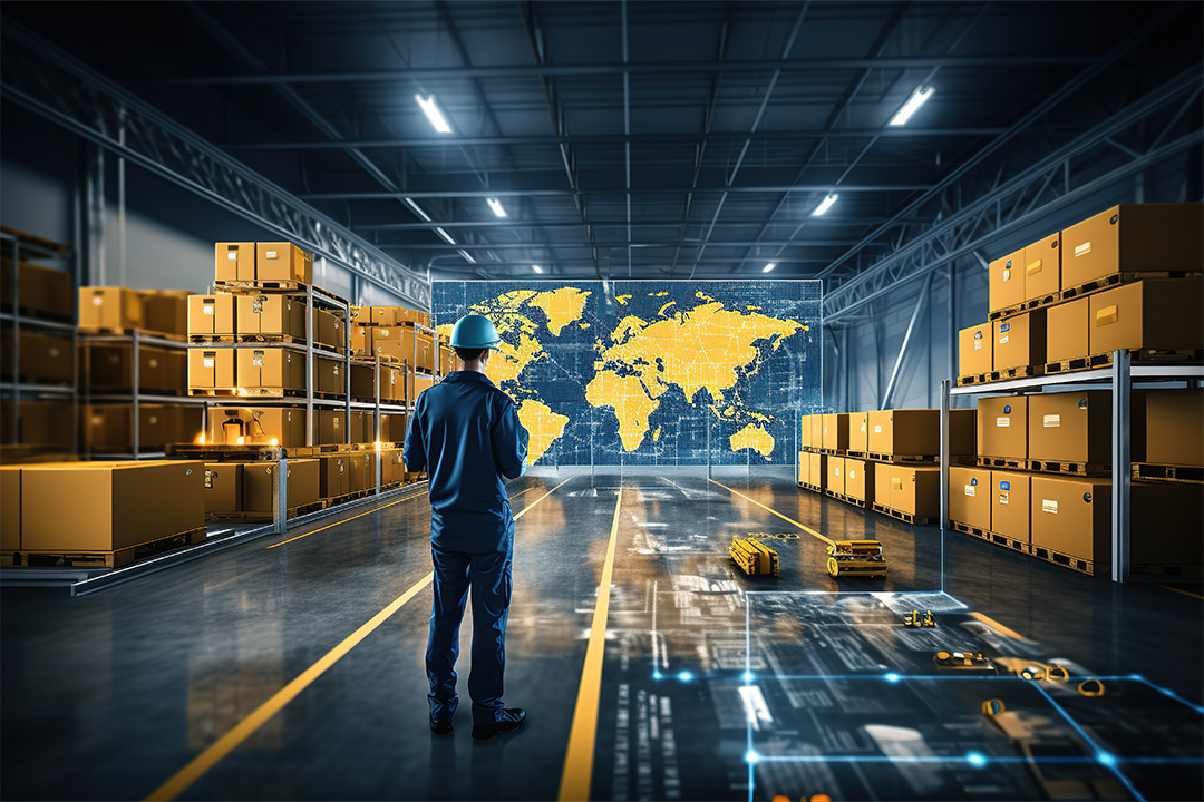 Warehouse manager overseeing operations as part of end to end supply chain management.